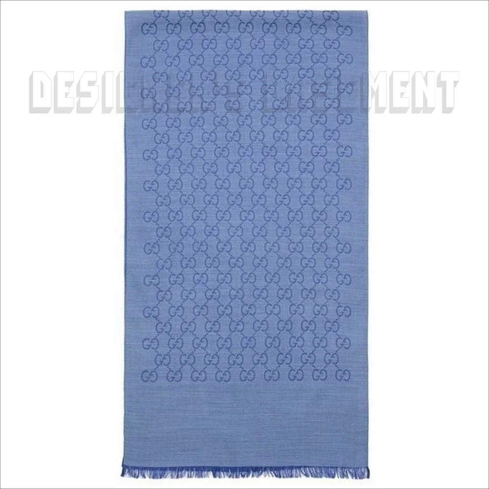 GUCCI Blue & Periwinkle GGNAT wool & silk 18